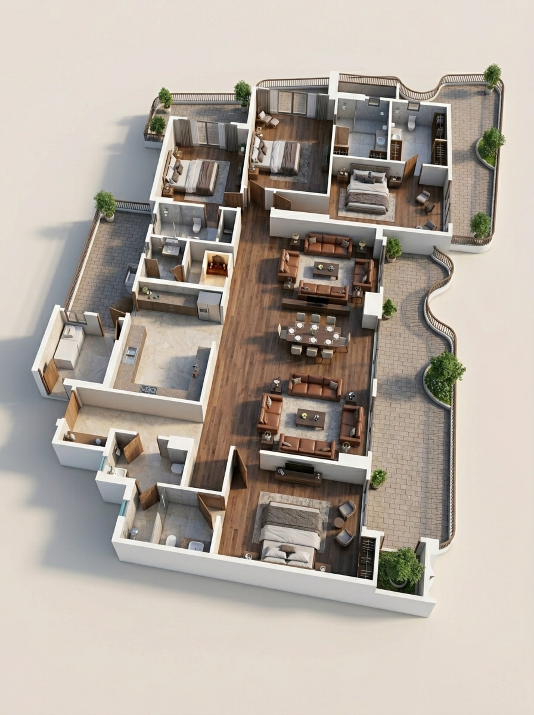 Floor plan of 4 BHK 4077 Sq. Ft. Apartment in Clove County, Noida