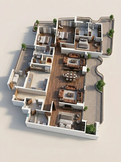 Floor plan of 4 BHK 4077 Sq. Ft. Apartment in Clove County, Noida