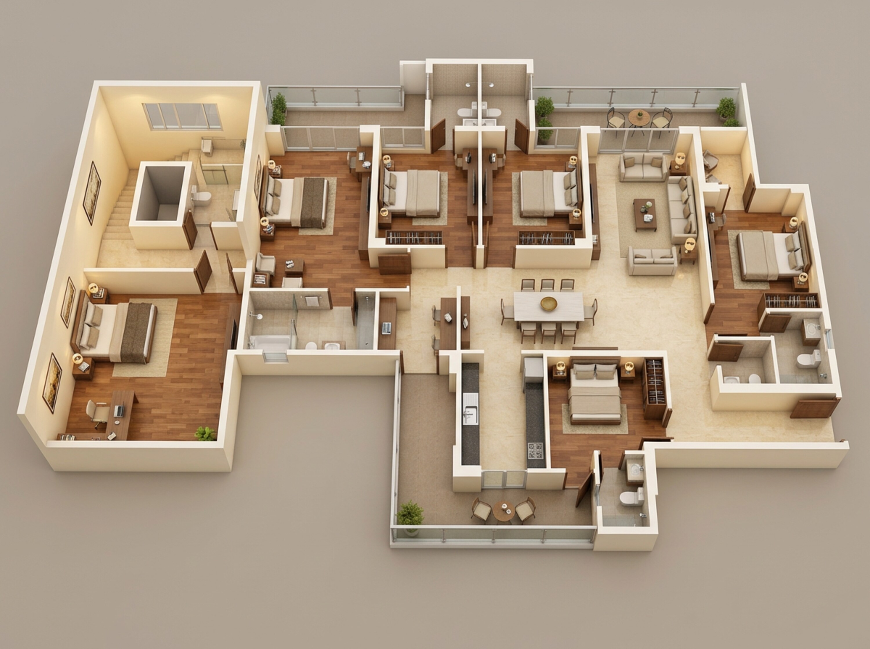 Floor plan of 5 BHK 3216 Sq. Ft. Apartment in Tulip Melrose, Gurgaon