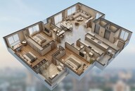 Floor plan of 3 BHK 1555 Sq. Ft. Apartment in Paradigm Superstar, Mumbai