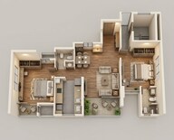 Floor plan of 2 BHK 775 Sq. Ft. Apartment in Vilas Javdekar Palladio Kothrud Central, Pune