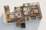 Floor plan of 2 BHK 825 Sq. Ft. Apartment in Vilas Javdekar Palladio Kothrud Central, Pune