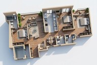 Floor plan of 3 BHK 1157 Sq. Ft. Apartment in Vilas Javdekar Palladio Kothrud Central, Pune