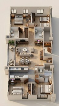 Floor plan of 4 BHK 1321 Sq. Ft. Apartment in Vilas Javdekar Palladio Kothrud Central, Pune