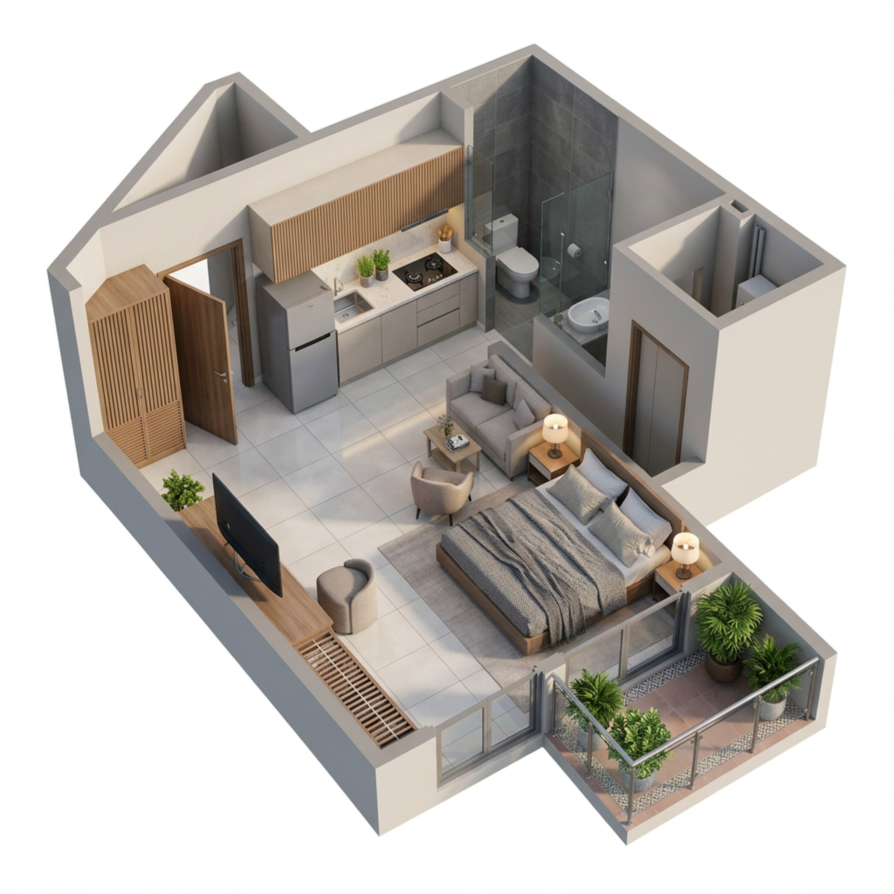 Floor plan of 586 Sq. Ft. Studio in Sattva Vasanta Cove, Bangalore