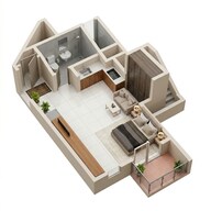 Floor plan of 586 Sq. Ft. Studio in Sattva Vasanta Cove, Bangalore