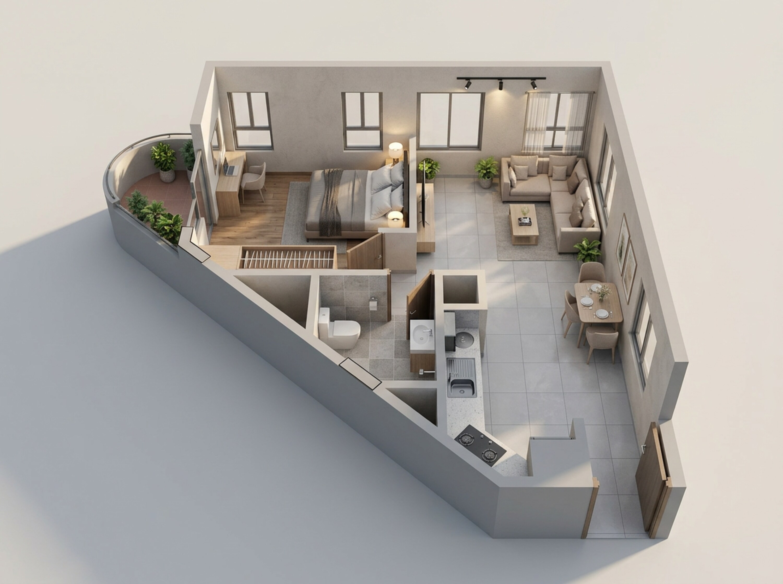 Floor plan of 1 BHK 887 Sq. Ft. Apartment in Sattva Vasanta Cove, Bangalore