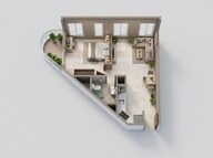 Floor plan of 1 BHK 887 Sq. Ft. Apartment in Sattva Vasanta Cove, Bangalore