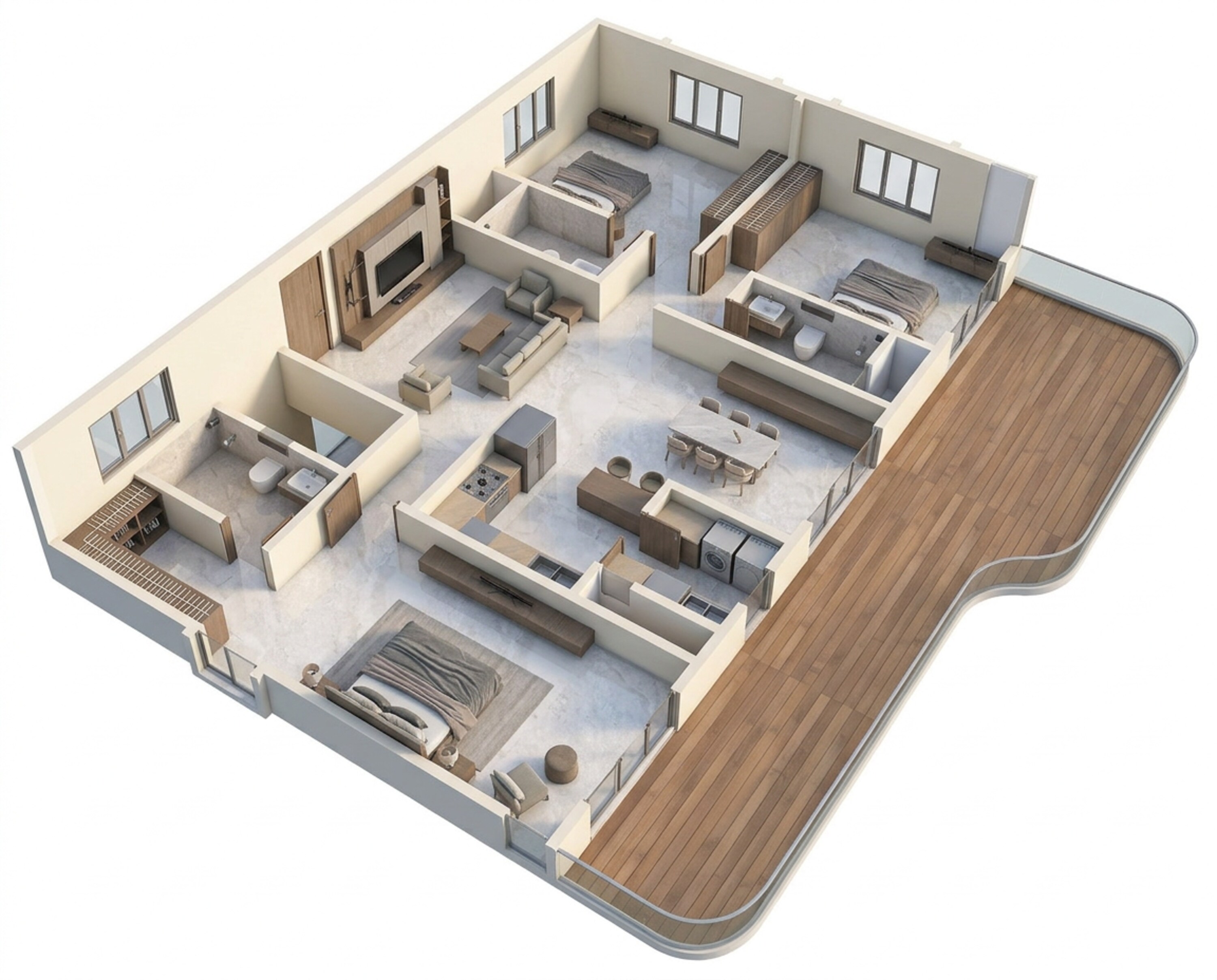 Floor plan of 3 BHK 1950 Sq. Ft. Apartment in Mana Verdant Terraces, Bangalore