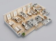 Floor plan of 3 BHK 2650 Sq. Ft. Apartment in AIPL Riviera, Gurgaon