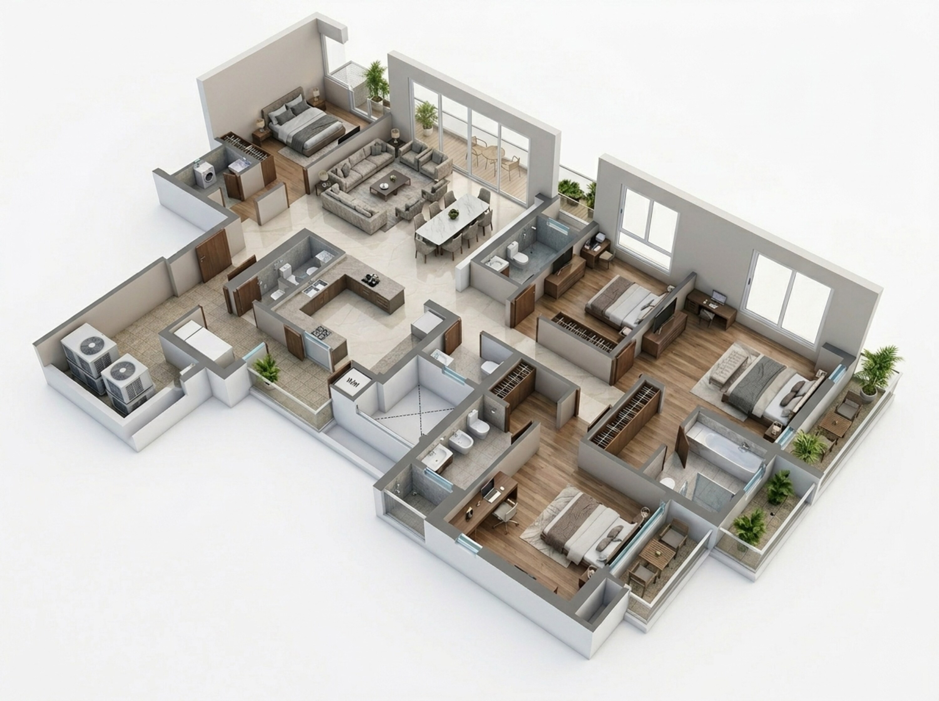 Floor plan of 4 BHK 3211 Sq. Ft. Apartment in AIPL Riviera, Gurgaon
