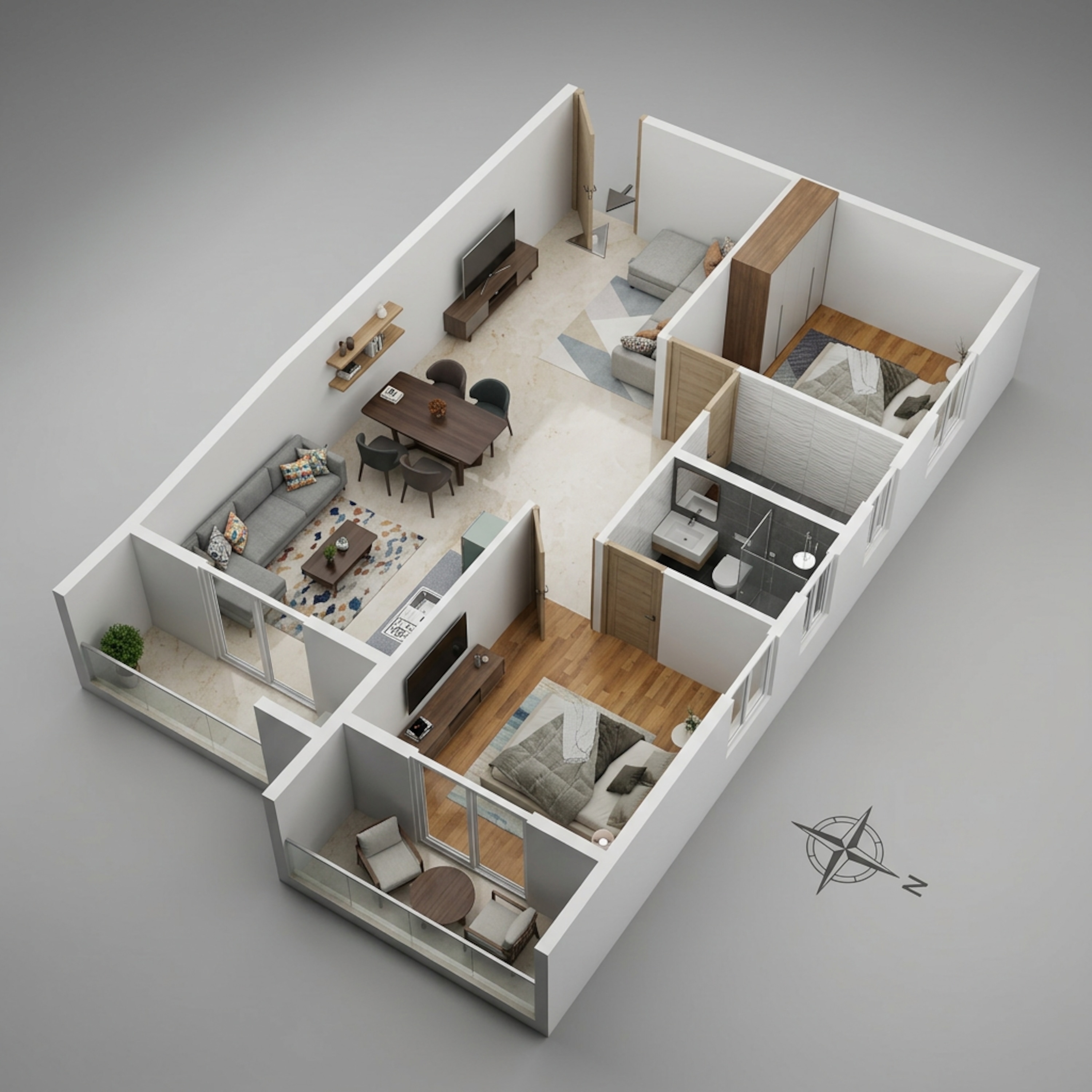 Floor plan of 2 BHK 1159 Sq. Ft. Apartment in DS Max Sky Stanza, Bangalore