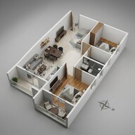 Floor plan of 2 BHK 1159 Sq. Ft. Apartment in DS Max Sky Stanza, Bangalore