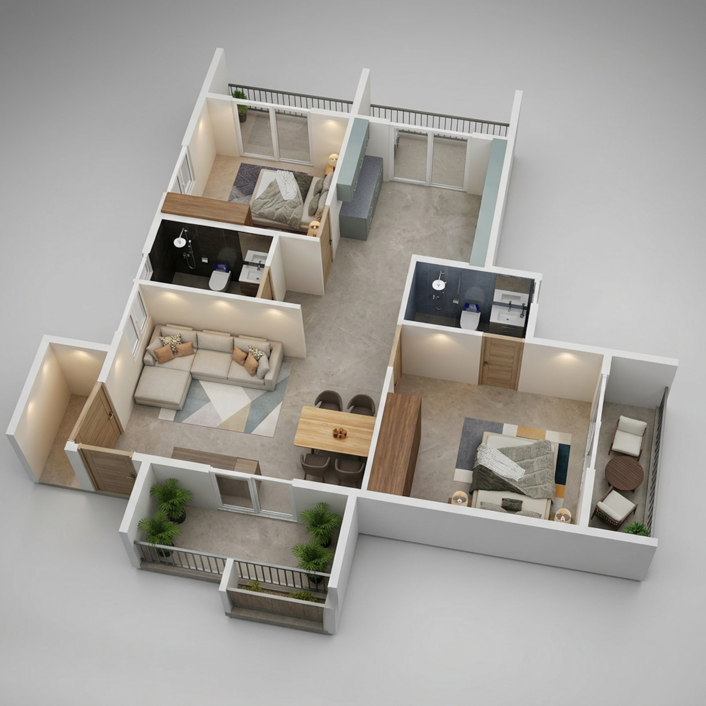 Floor plan of 2 BHK 1287 Sq. Ft. Apartment in DS Max Sky Stanza, Bangalore