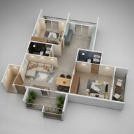Floor plan of 2 BHK 1287 Sq. Ft. Apartment in DS Max Sky Stanza, Bangalore