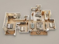 Floor plan of 3 BHK 2300 Sq. Ft. Apartment in Puravankara Purva Silver Sky, Bangalore
