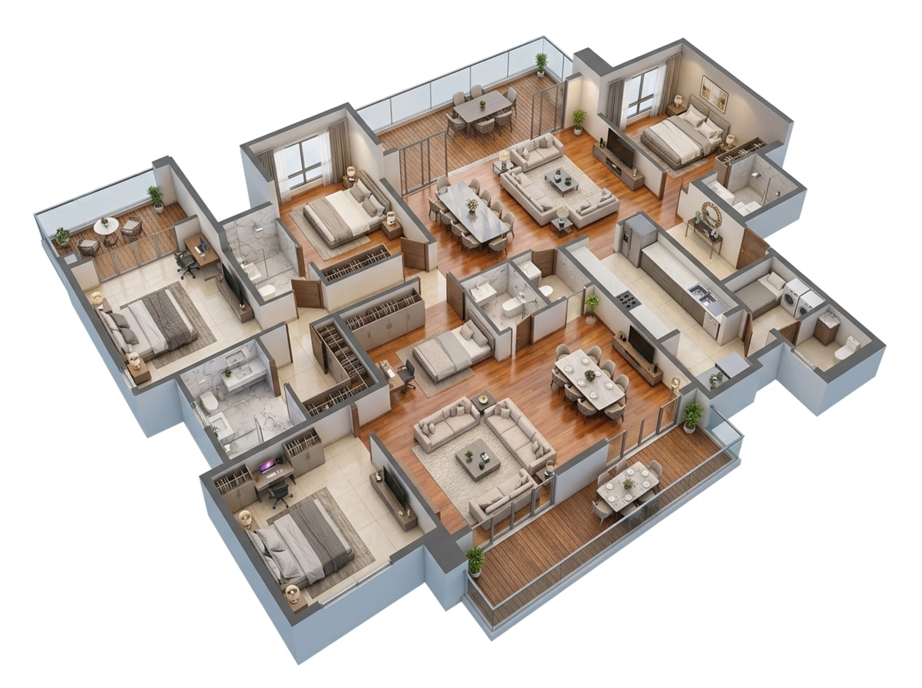 Floor plan of 4 BHK 2824 Sq. Ft. Apartment in Puravankara Purva Silver Sky, Bangalore