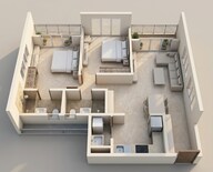 Floor plan of 2 BHK 1350 Sq. Ft. Apartment in Mahindra Blossom, Bangalore