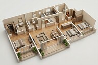 Floor plan of 3 BHK 1775 Sq. Ft. Apartment in Mahindra Blossom, Bangalore