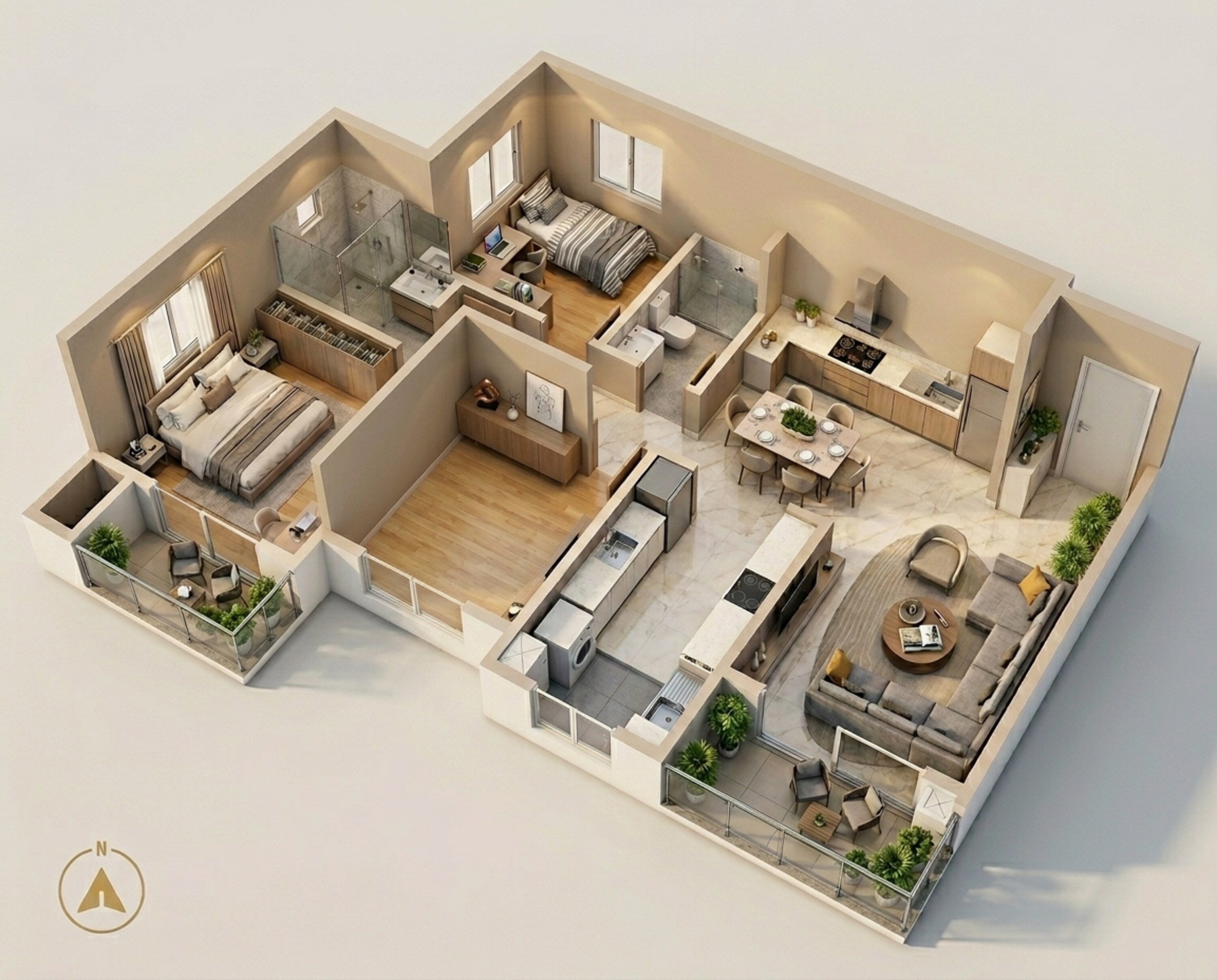 Floor plan of 3 BHK 1900 Sq. Ft. Apartment in Sumadhura Edition, Bangalore