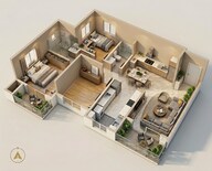Floor plan of 3 BHK 1900 Sq. Ft. Apartment in Sumadhura Edition, Bangalore