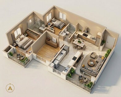 Floor plan of 3 BHK 1900 Sq. Ft. Apartment in Sumadhura Edition, Bangalore