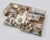 Floor plan of 3 BHK 2250 Sq. Ft. Apartment in Sumadhura Solace, Bangalore