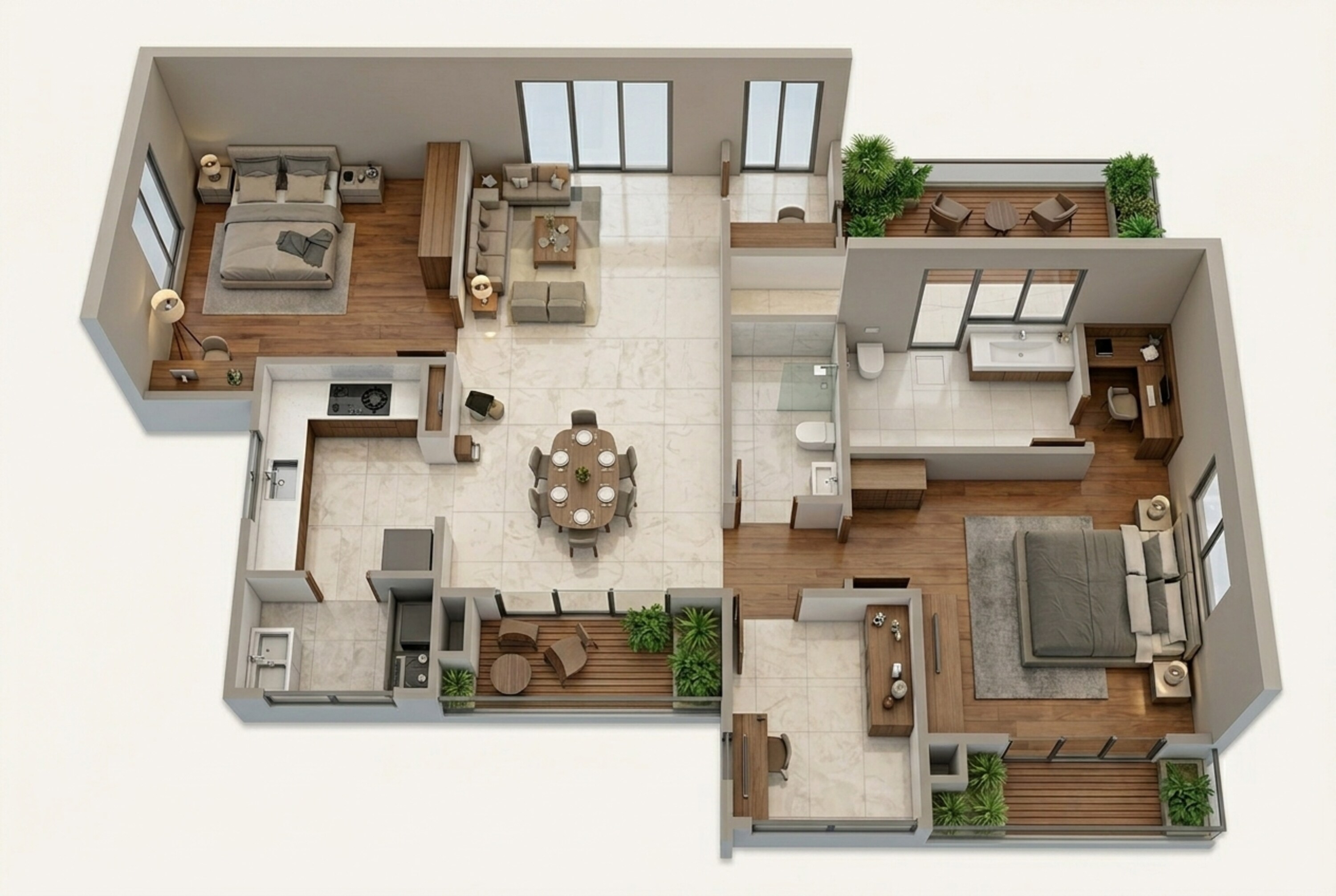 Floor plan of 2 BHK 1705 Sq. Ft. Apartment in Sumadhura Solace, Bangalore