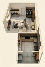 Floor plan of 1 BHK 347 Sq. Ft. Apartment in Sumadhura Solace, Bangalore