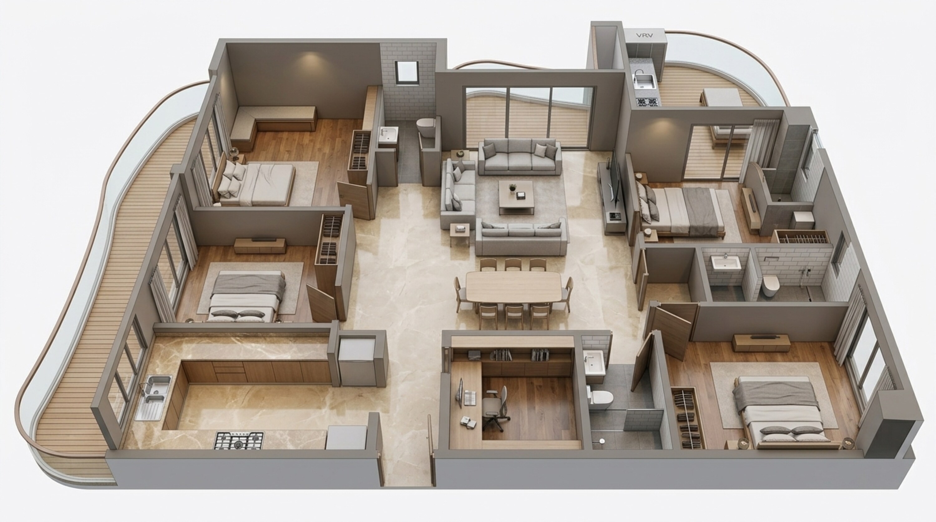 Floor plan of 4 BHK 3085 Sq. Ft. Apartment in Venus Capital Heights, Patna