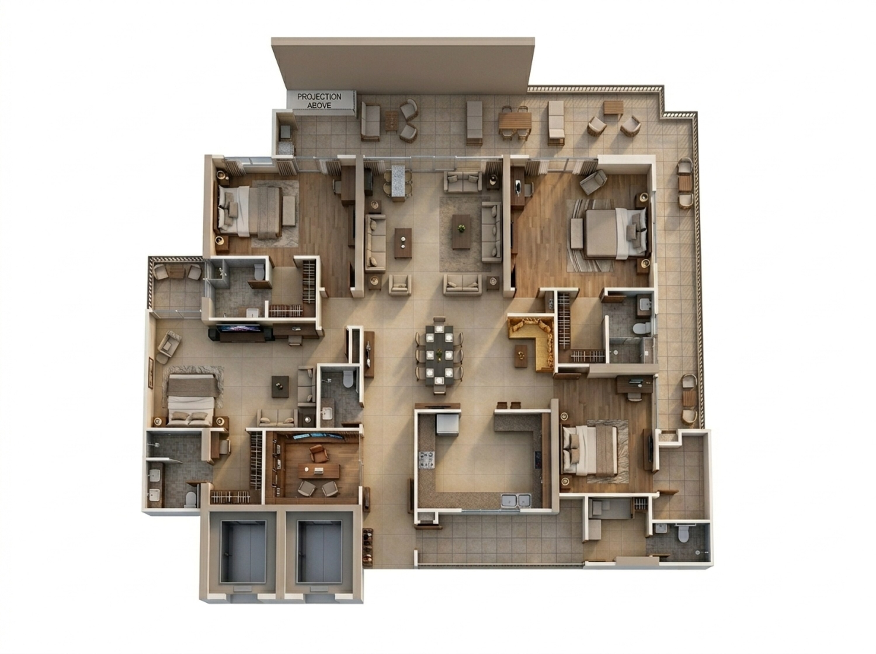 Floor plan of 4 BHK 4465 Sq. Ft. Apartment in Harmony One Of One, Ghaziabad