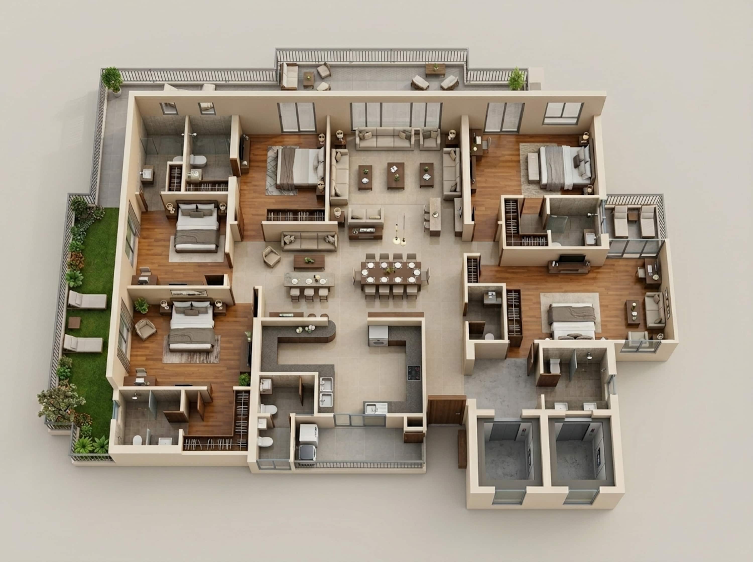 Floor plan of 5 BHK 5100 Sq. Ft. Apartment in Harmony One Of One, Ghaziabad