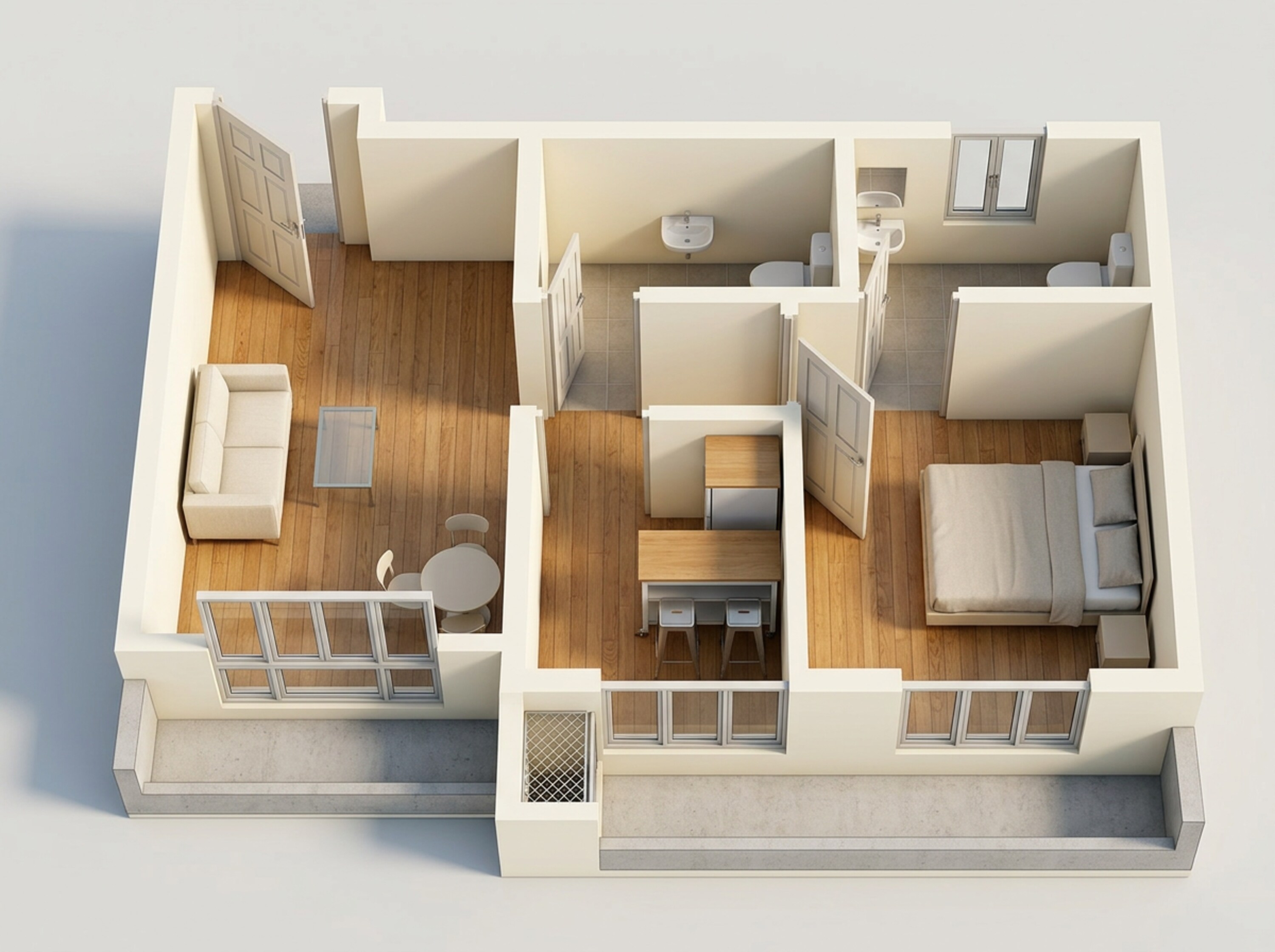 Floor plan of 1 BHK 382 Sq. Ft. Apartment in JVM Centrum, Thane