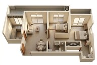 Floor plan of 2 BHK 541 Sq. Ft. Apartment in JVM Centrum, Thane