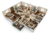 Floor plan of 3 BHK 2025 Sq. Ft. Apartment in Brigade Enclave, Hyderabad