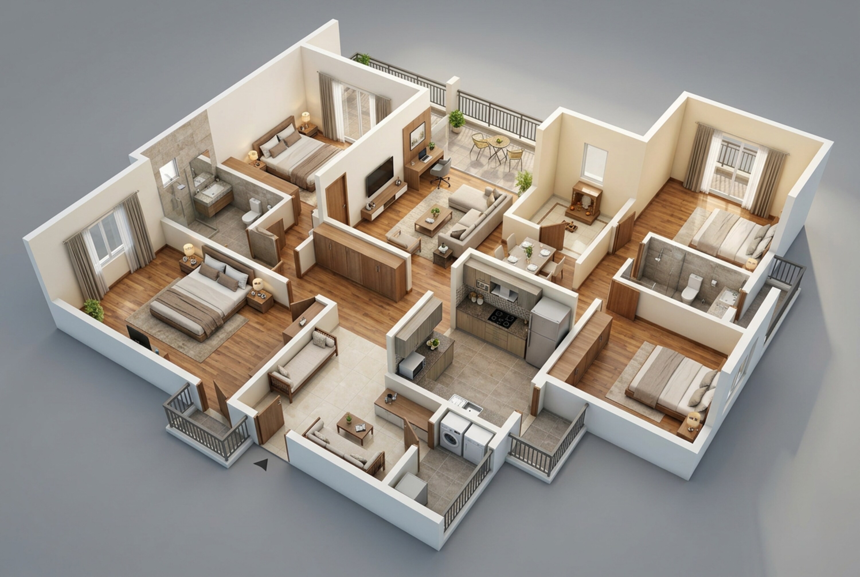 Floor plan of 4 BHK 2635 Sq. Ft. Apartment in Brigade Enclave, Hyderabad