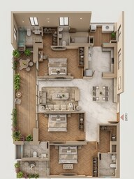 Floor plan of 3 BHK 2850 Sq. Ft. Apartment in Smart World ES, Noida