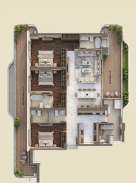 Floor plan of 3 BHK 3355 Sq. Ft. Apartment in Smart World ES, Noida