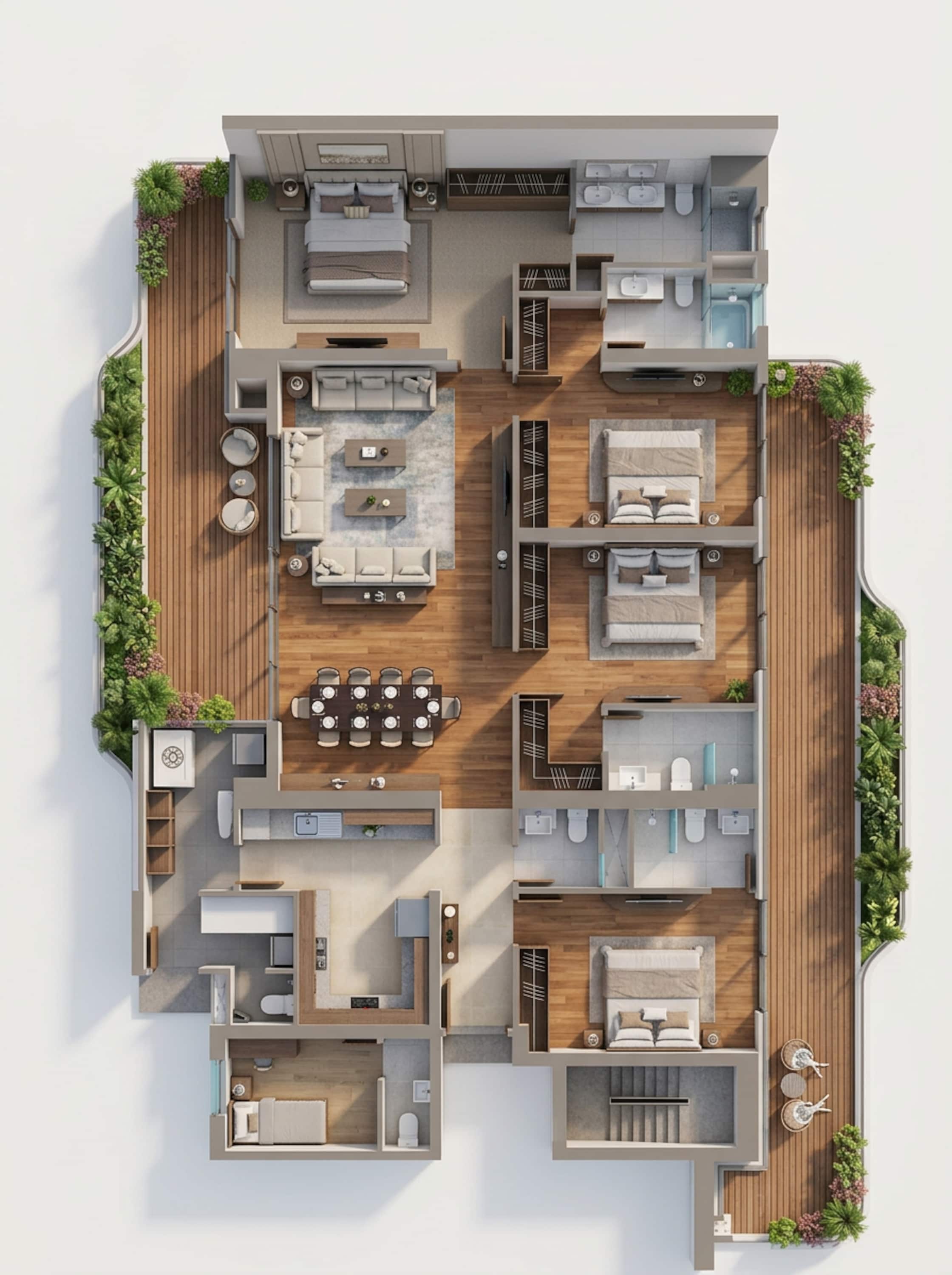 Floor plan of 4 BHK 3810 Sq. Ft. Apartment in Smart World ES, Noida