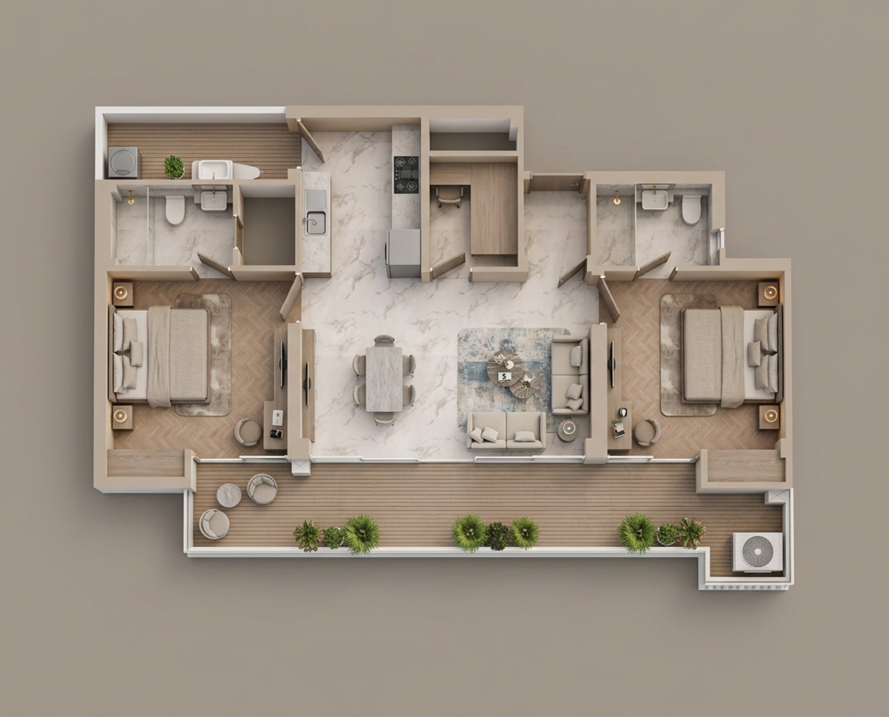 Floor plan of 2 BHK 1339 Sq. Ft. Apartment in Smart World Natures Court, Gurgaon