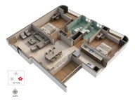 Floor plan of 3 BHK 2117 Sq. Ft. Apartment in Sattva Aaranya, Bangalore