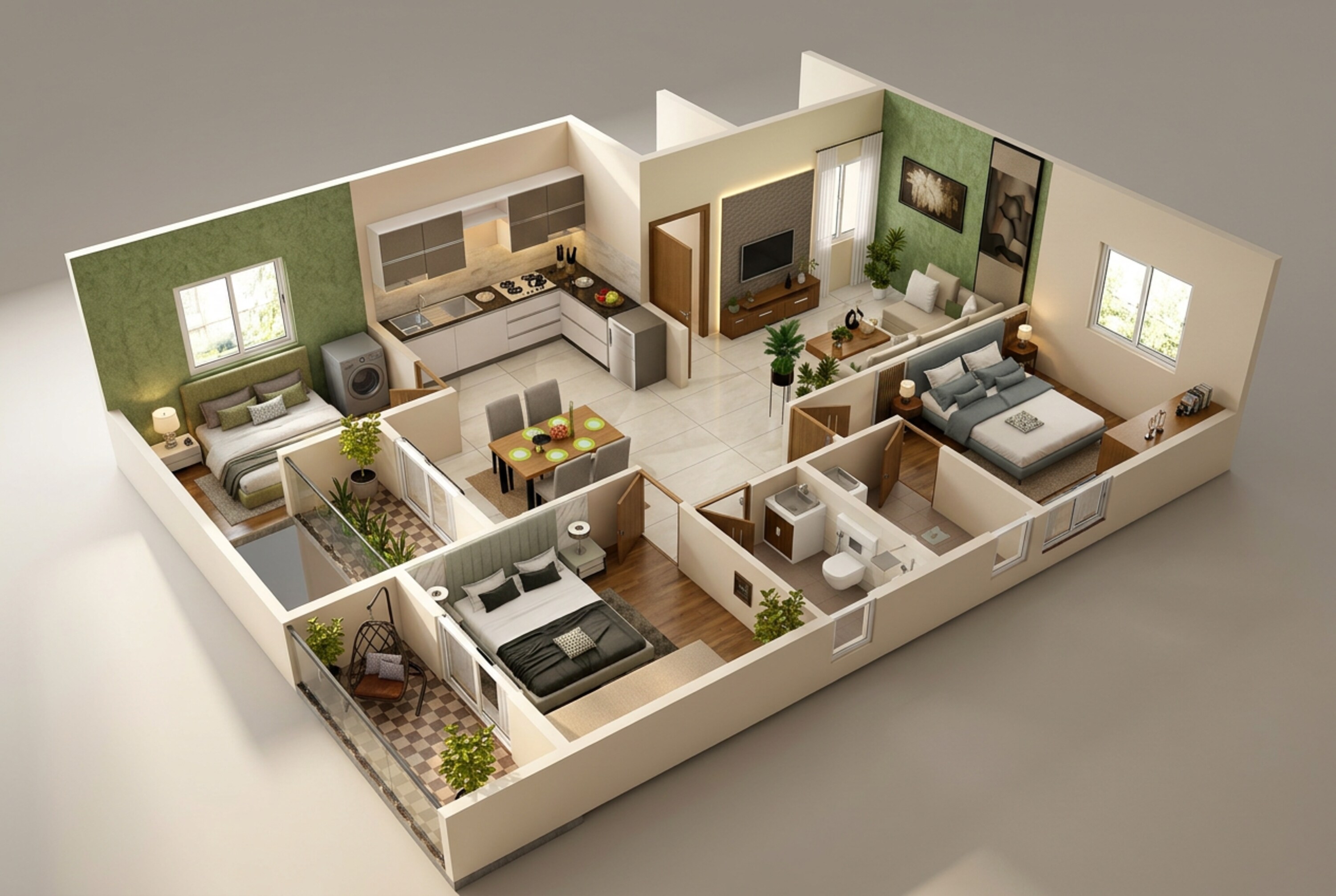 Floor plan of 2 BHK 1206 Sq. Ft. Apartment in DS Max Sky Sampadha, Bangalore