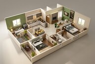 Floor plan of 2 BHK 1206 Sq. Ft. Apartment in DS Max Sky Sampadha, Bangalore