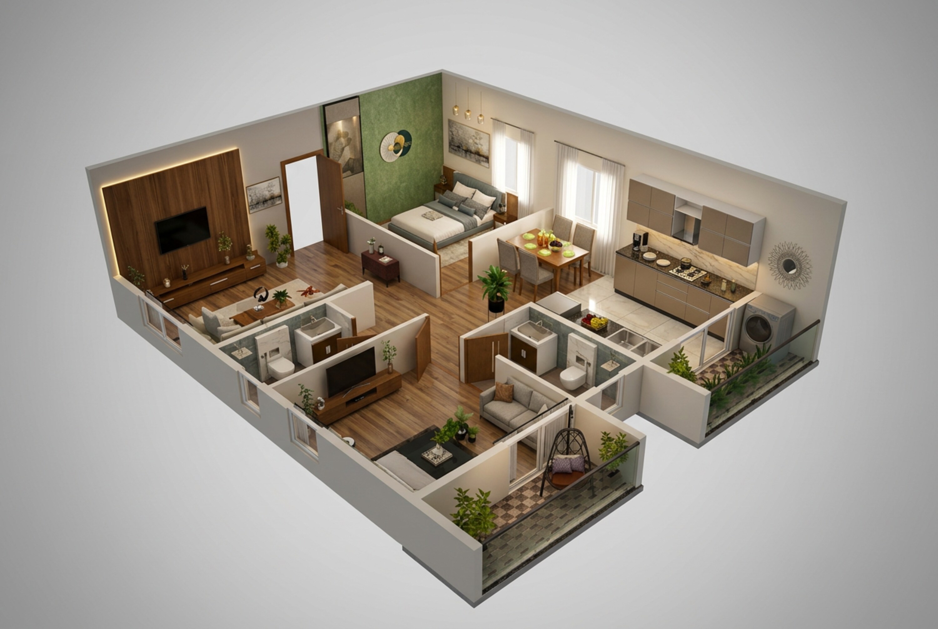 Floor plan of 2 BHK 1390 Sq. Ft. Apartment in DS Max Sky Sampadha, Bangalore