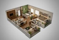 Floor plan of 2 BHK 1390 Sq. Ft. Apartment in DS Max Sky Sampadha, Bangalore