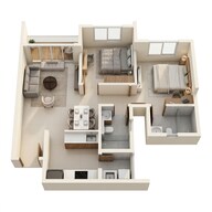 Floor plan of 2 BHK 1050 Sq. Ft. Apartment in Godrej Parkshire, Bangalore