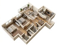 Floor plan of 2 BHK 1200 Sq. Ft. Apartment in Godrej Parkshire, Bangalore