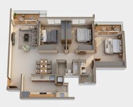 Floor plan of 3 BHK 1600 Sq. Ft. Apartment in Godrej Parkshire, Bangalore