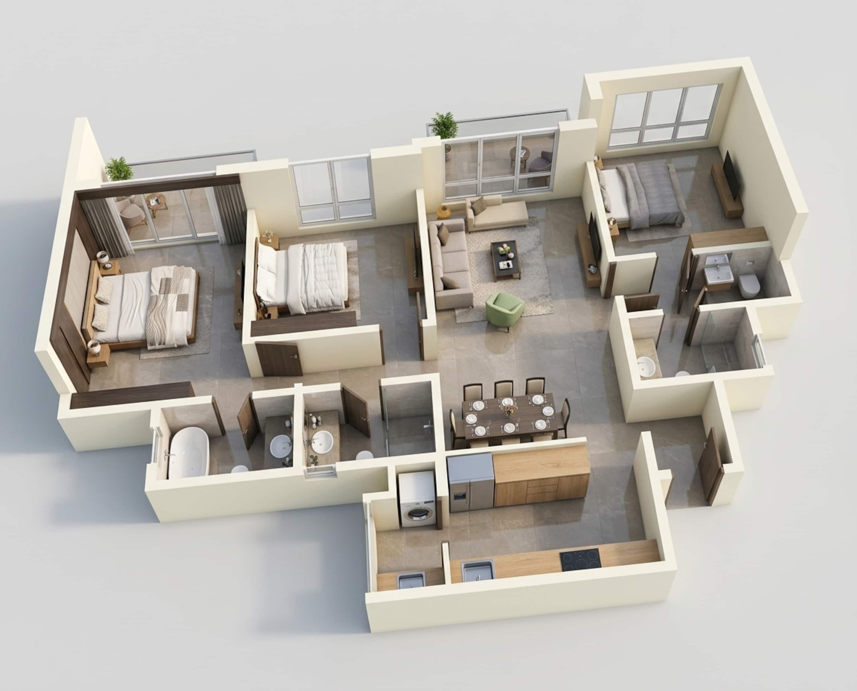 Floor plan of 3 BHK 1750 Sq. Ft. Apartment in Godrej Parkshire, Bangalore