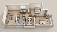 Floor plan of 2 BHK 737 Sq. Ft. Apartment in Pranav Priyadarshini CHS, Mumbai